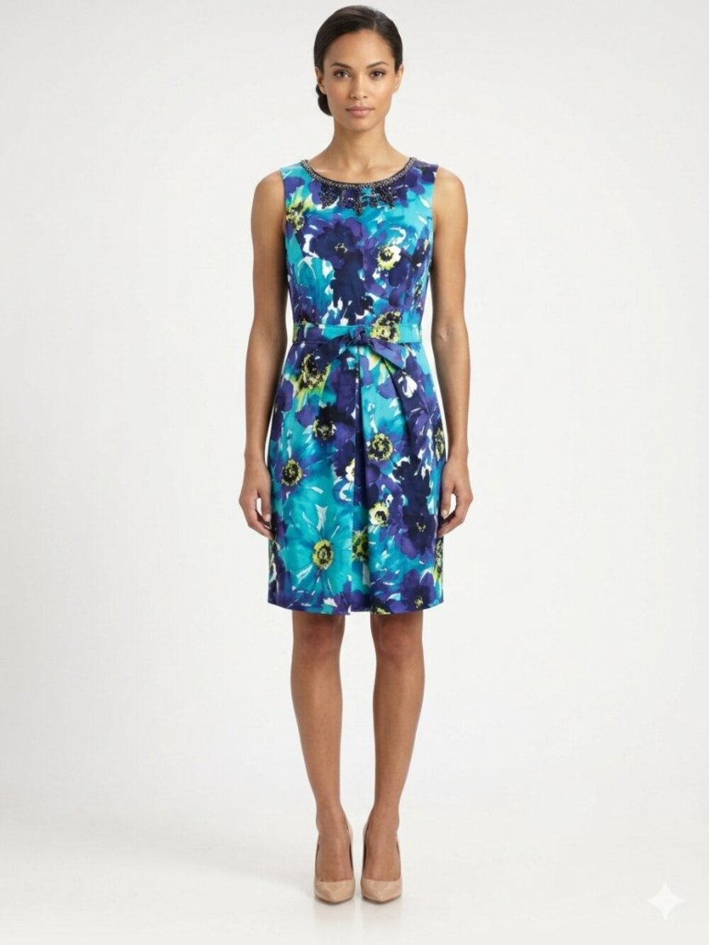 Ellen Tracy Floral Stretch Cotton Party/Cocktail Dress- Sz. 2